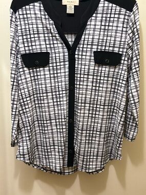 Diane Belle Black & White Plaid Top